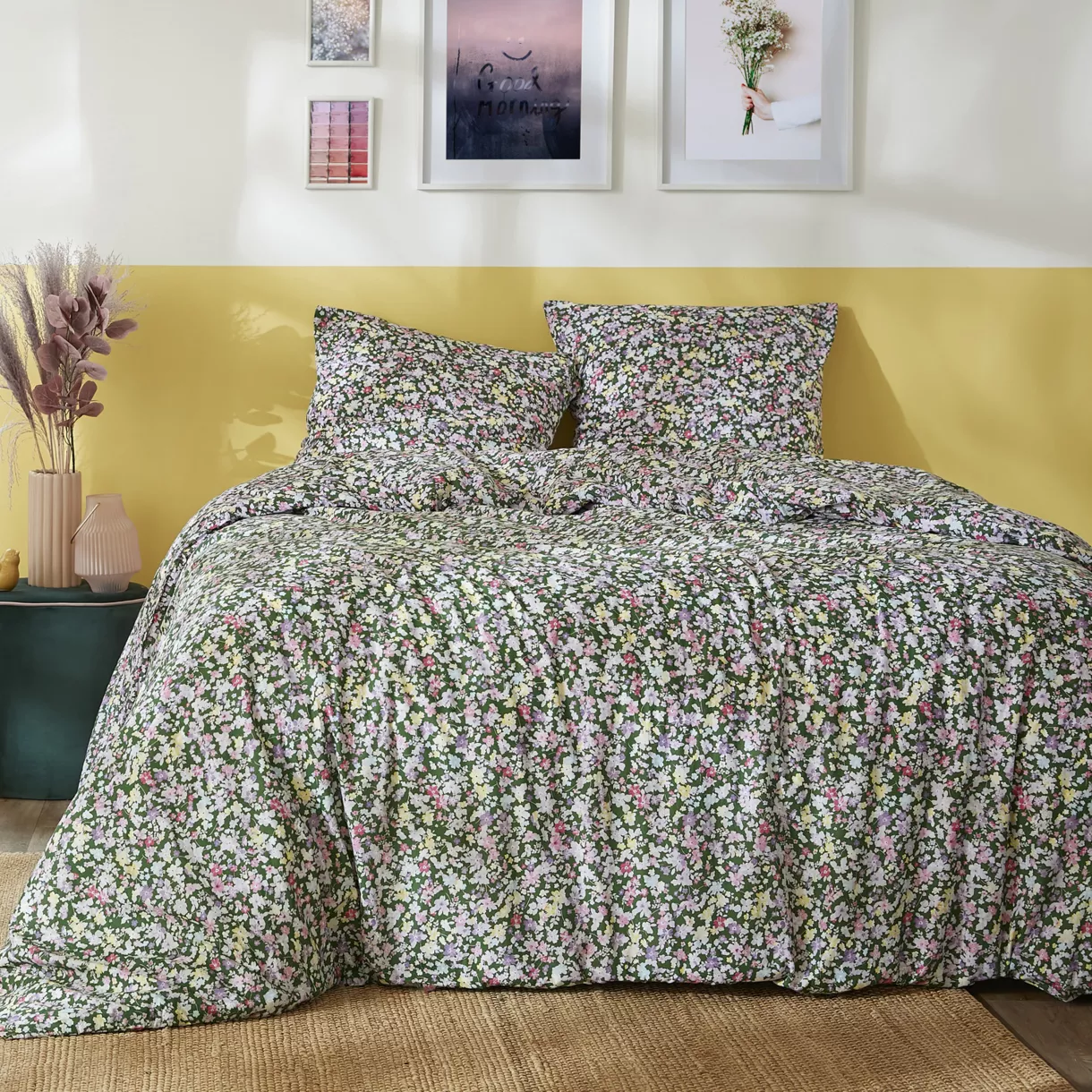 Funda Nórdica y dos fundas en algodón (200 x 200 cm) Myosotis Multicolor