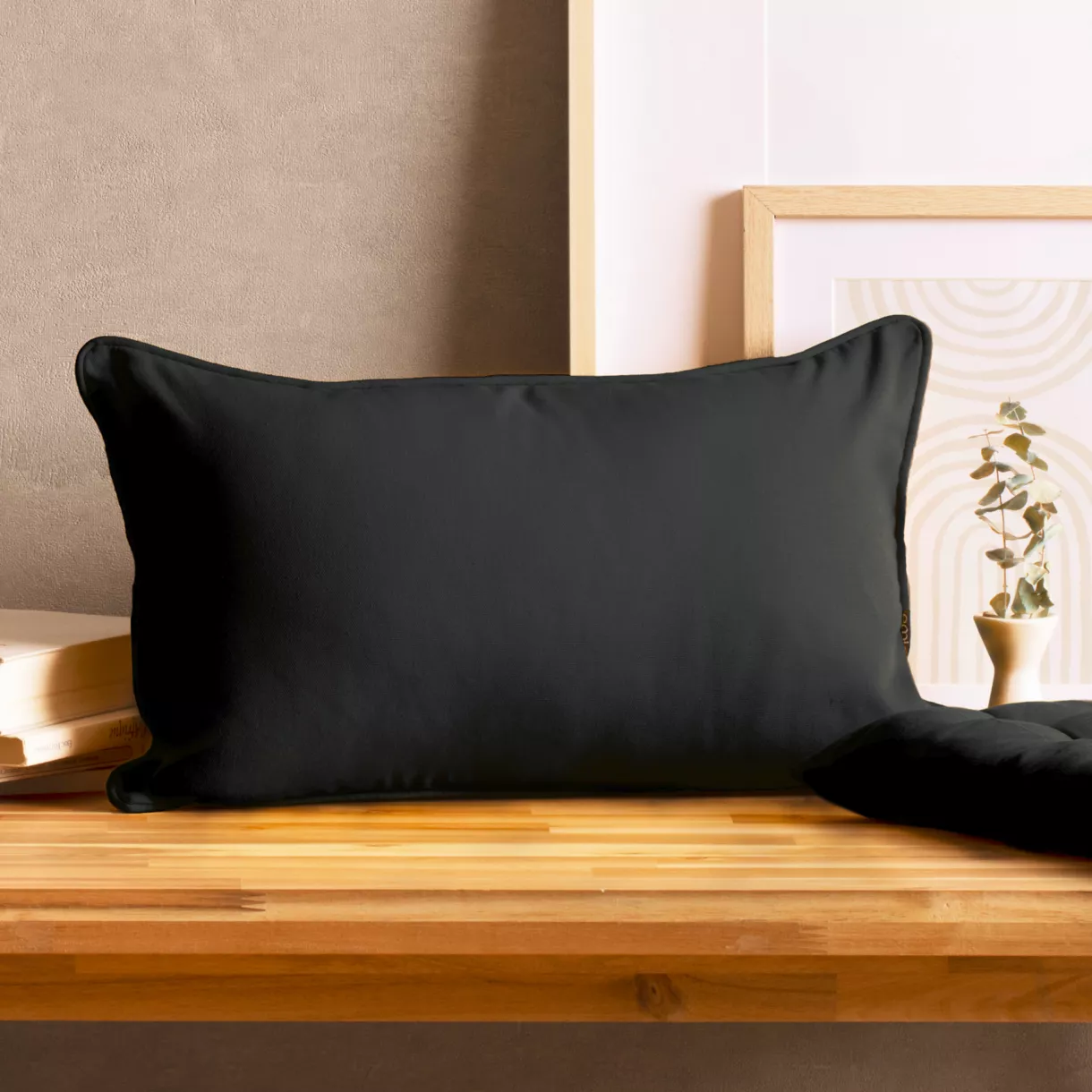 Coussin rectangulaire coton (30 x 50 cm) Pixel Noir