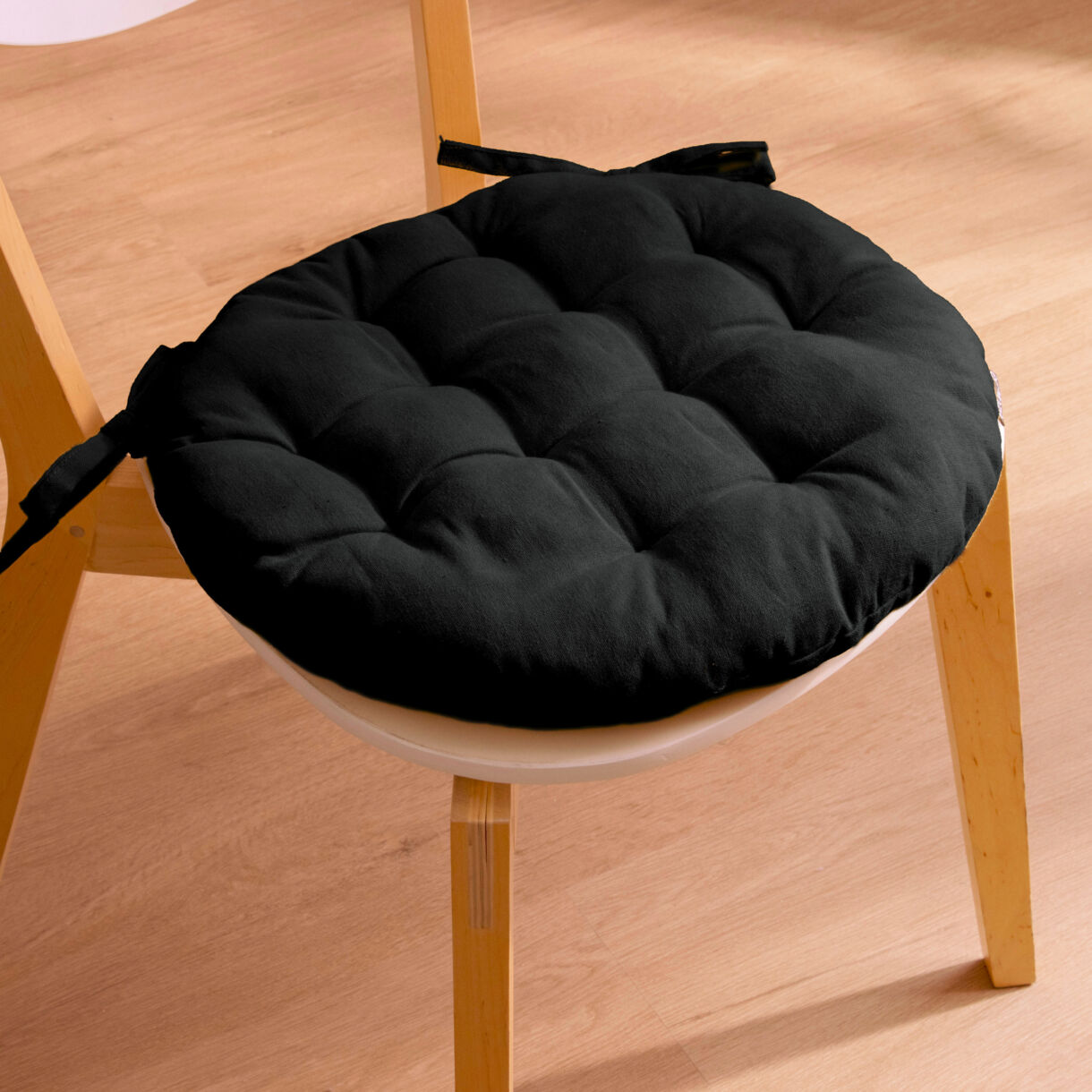 Coussin de chaise rond coton (40 cm) Pixel Noir