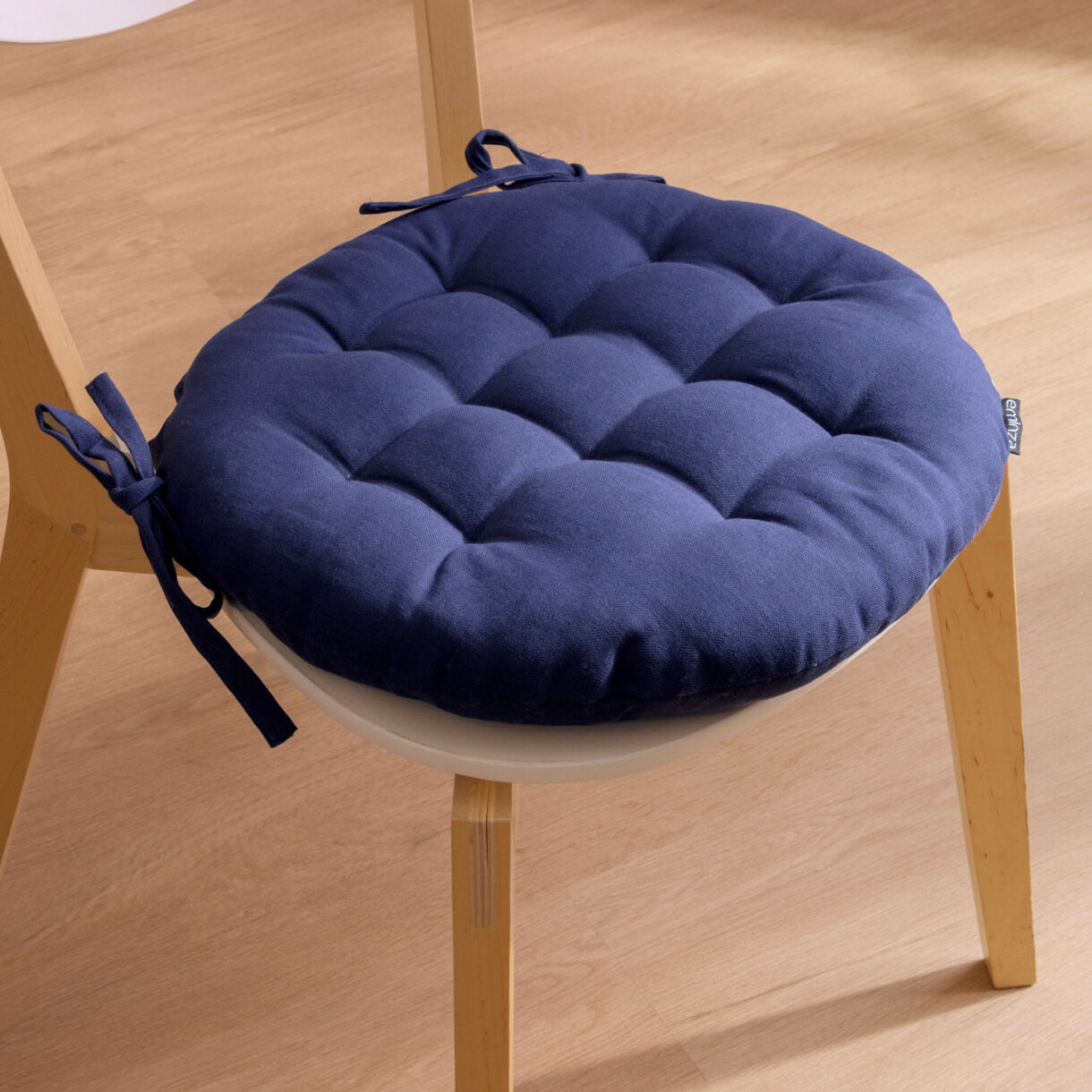 Coussin de chaise rond coton (40 cm) Pixel Bleu marine