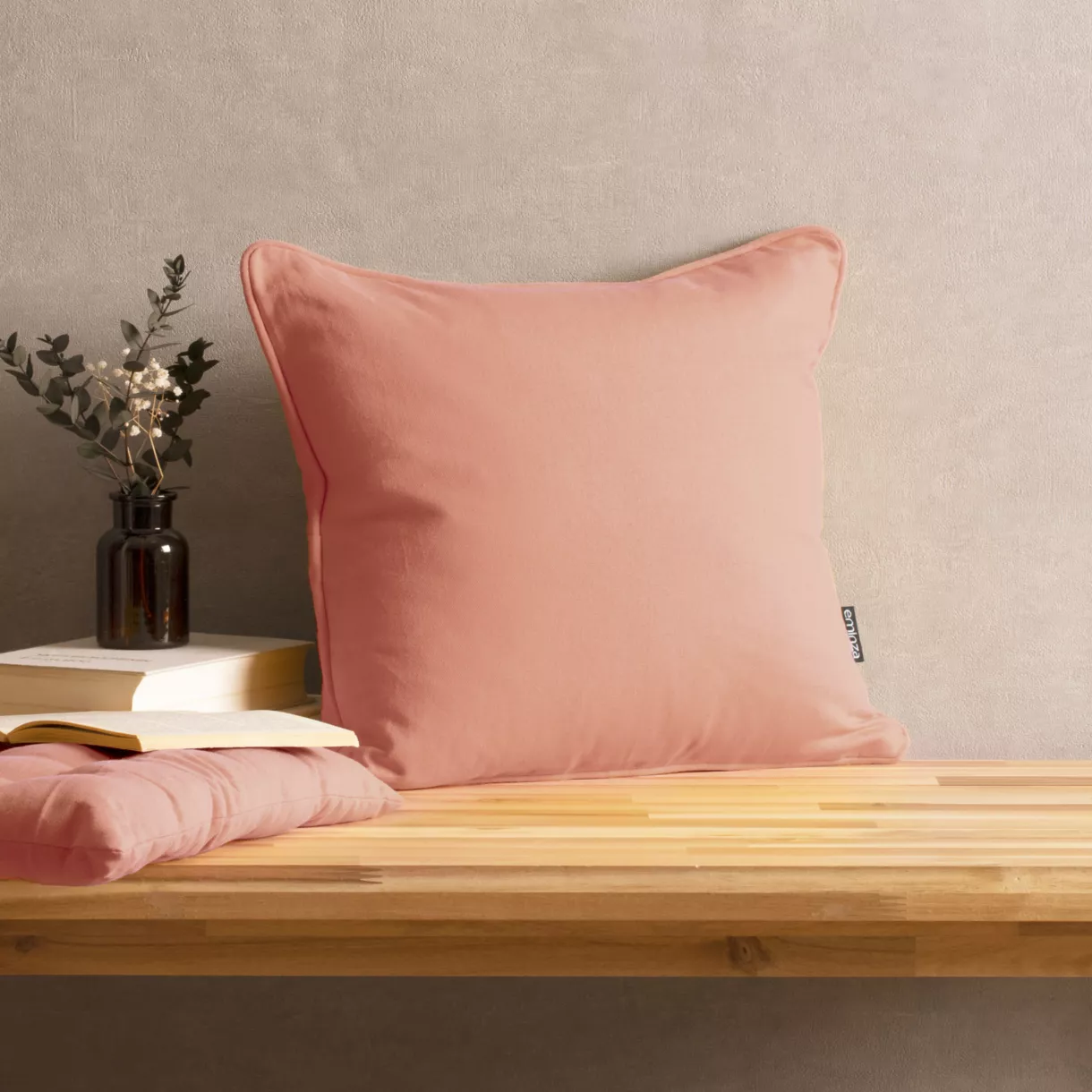 Coussin carré coton (40 x 40 cm) Pixel Rose pêche
