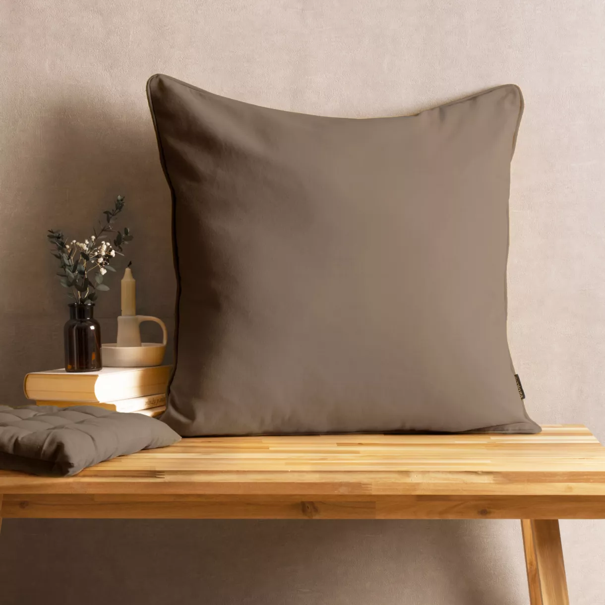 Cuscino quadrato in cotone (60 x 60 cm) Pixel Taupe