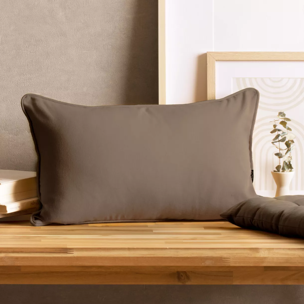 Cuscino rettangolare in cotone (30 x 50 cm) Pixel Taupe