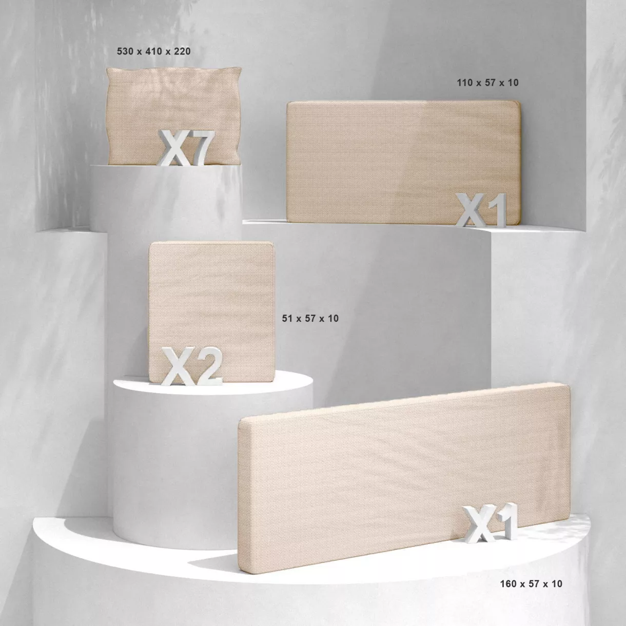 Juego de cojines de reemplazo para el conjunto de jardín Calvi 7 personas - Beige 1