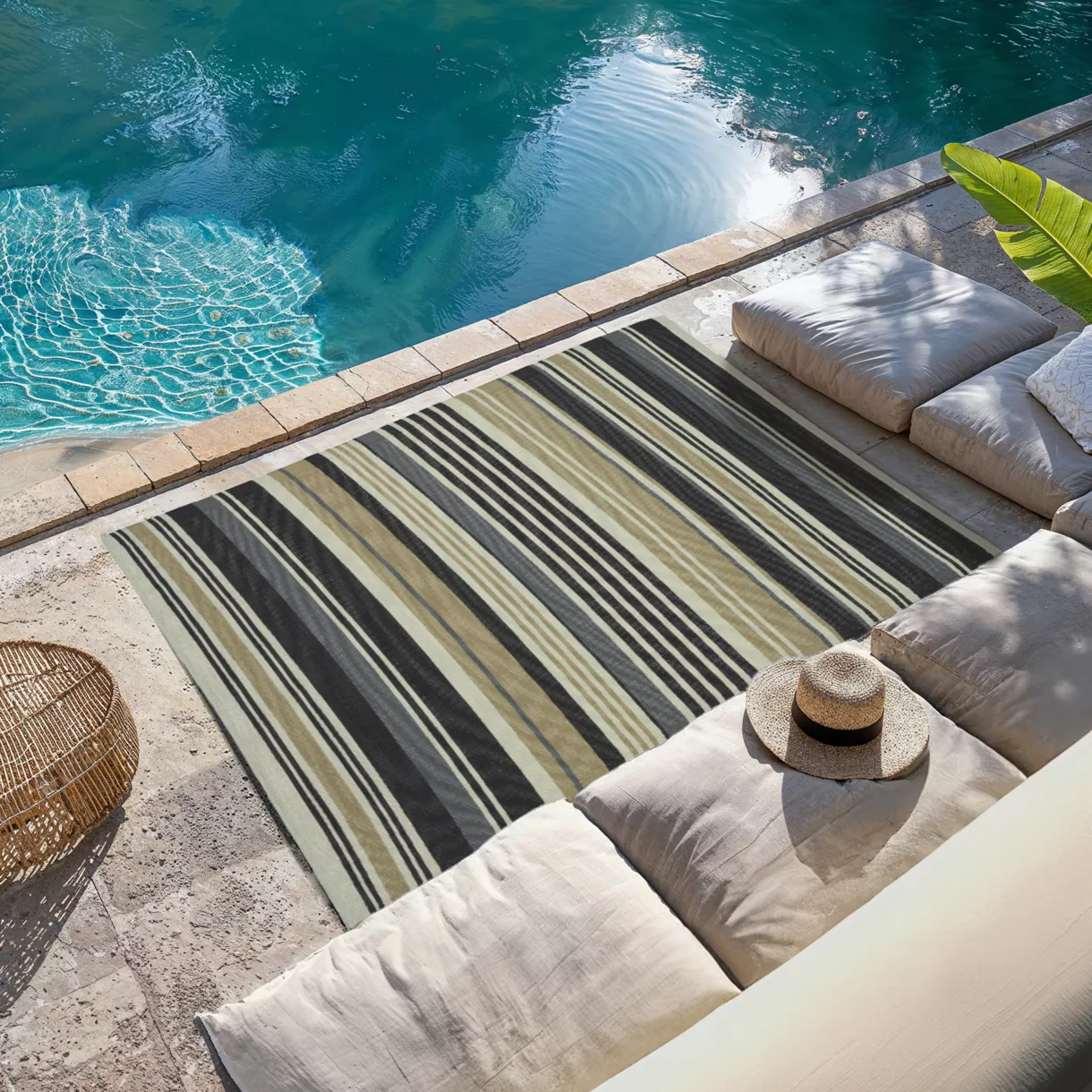 Outdoor vloerkleed rechthoekig (180 x 120 cm) met strepen Madrid - Grijs