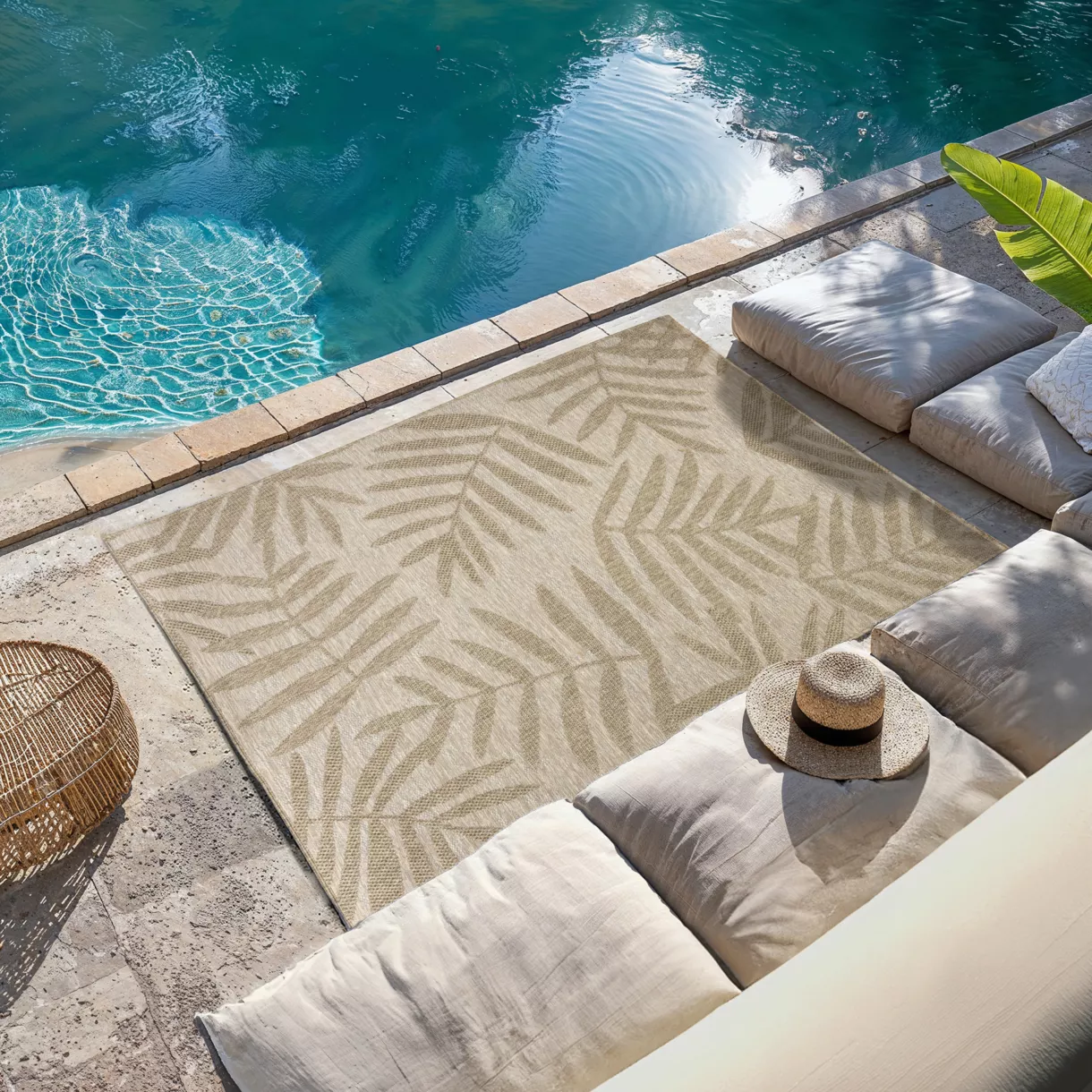 Rechthoekig outdoor vloerkleed (120 x 170 cm) Coya Beige