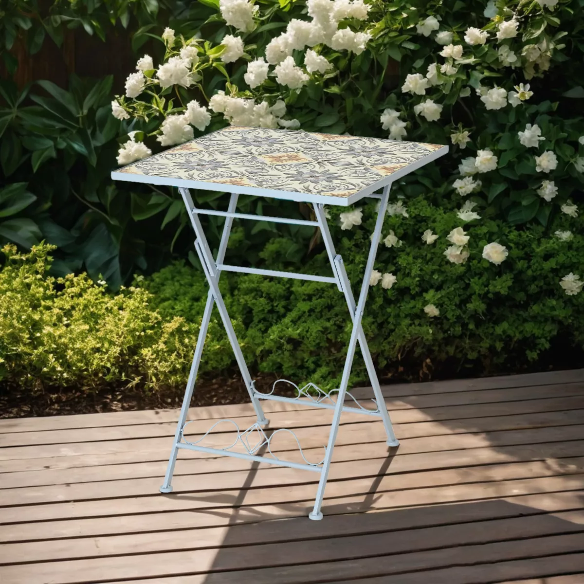 Ensemble Jardin Pliable Madalena - Table Bistrot Carrée + 2 Chaises - Gris