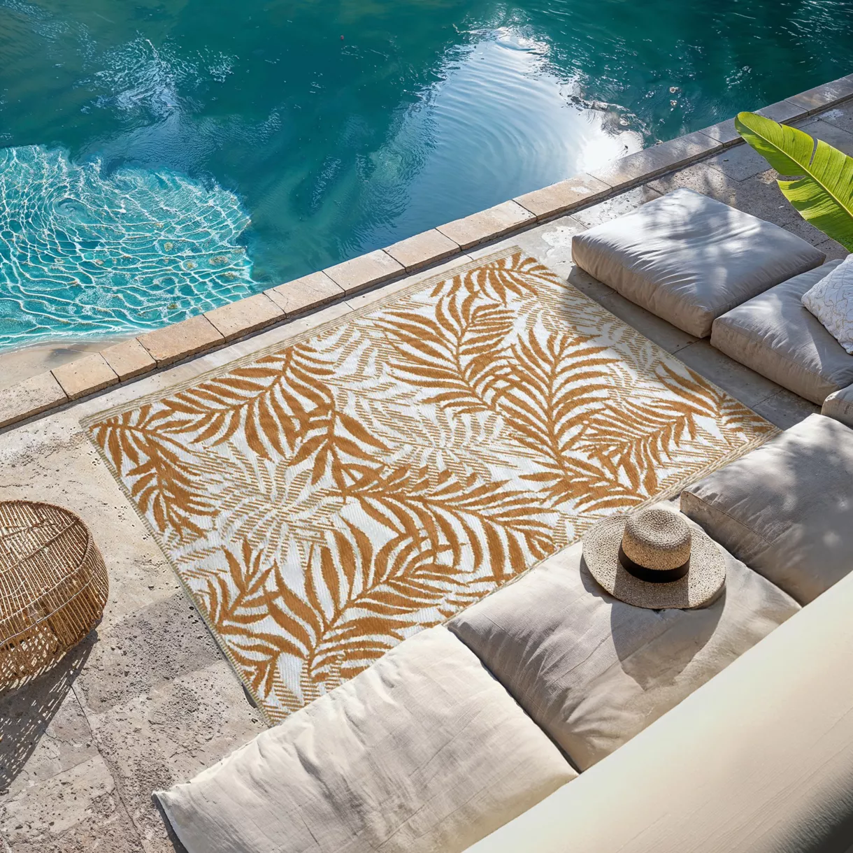 Alfombra de exterior (50 x 120 cm) Hoja Marron 1