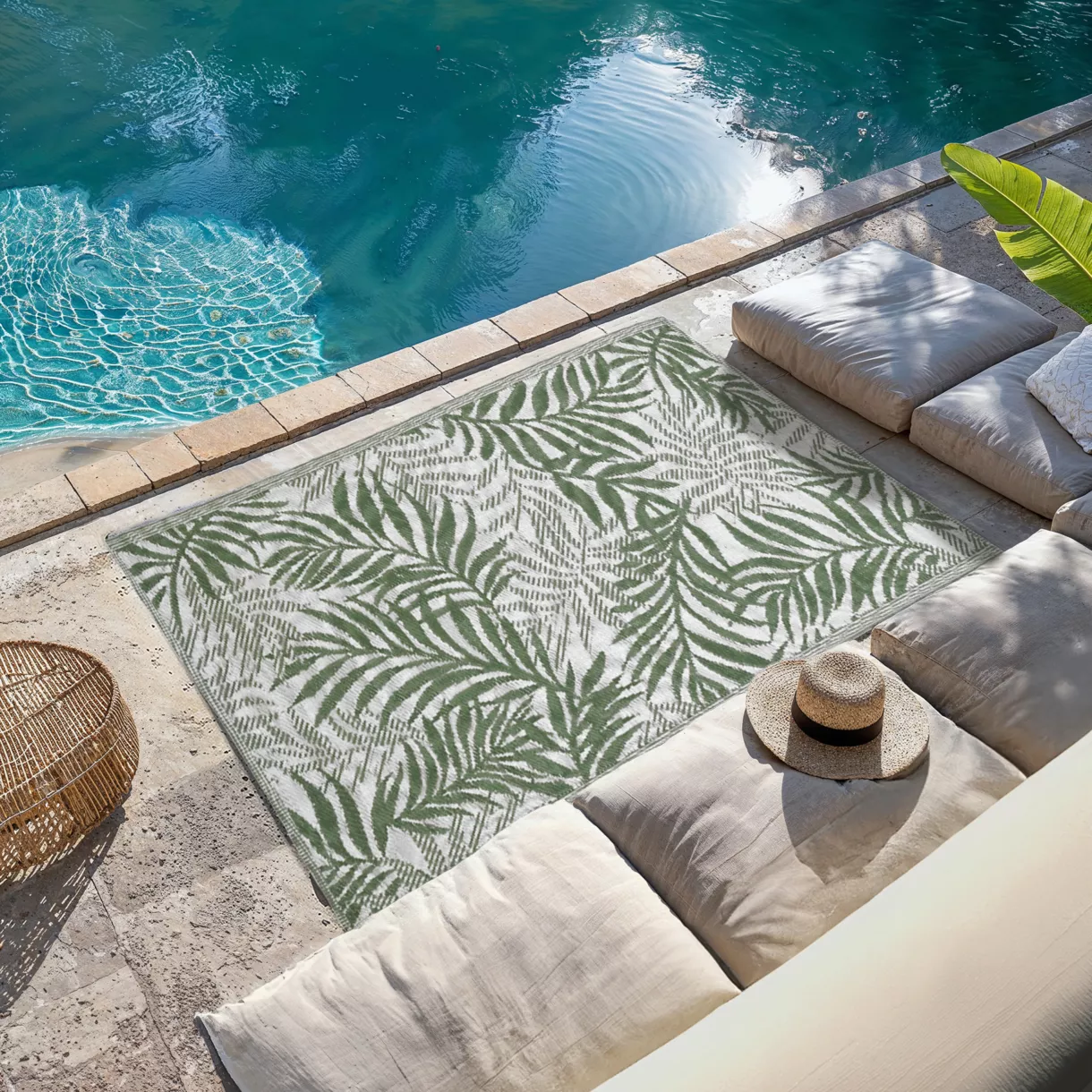 Alfombra de exterior (50 x 120 cm) Hoja verde 1