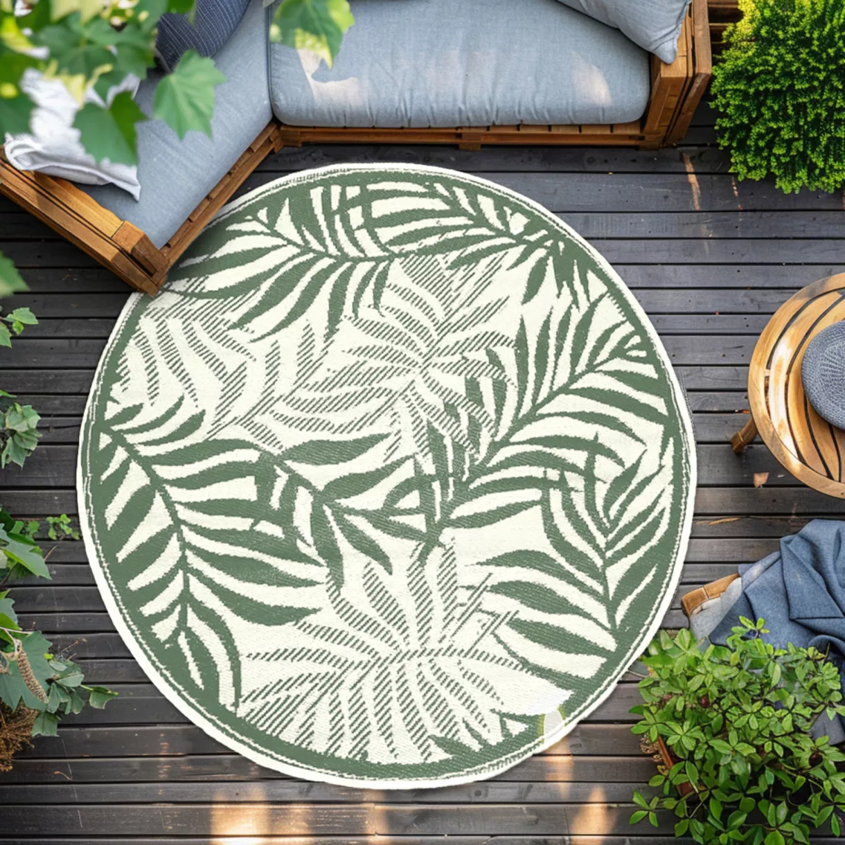Alfombra de exterior (D150 cm) Hoja Verde 1
