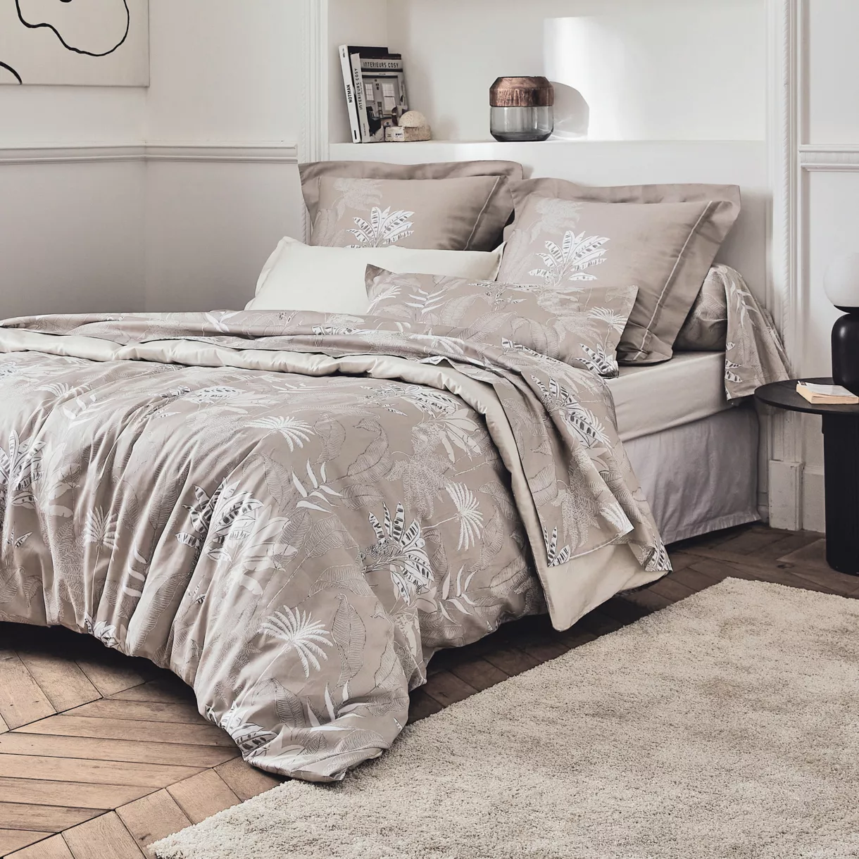eminza Housse de couette satin de coton (280 x 240 cm) Cayenne Marron