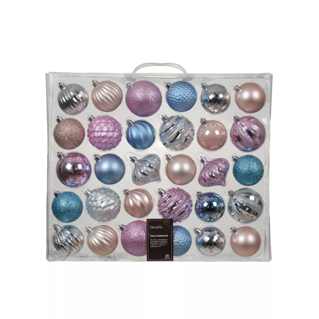 Kerstboomversieringsset Agéna IJzig blauw, zilver en roze