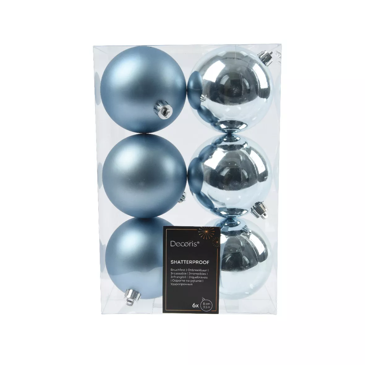 Set van 6 kerstballen (D80 mm) Alpijnse IJskleur Blauw