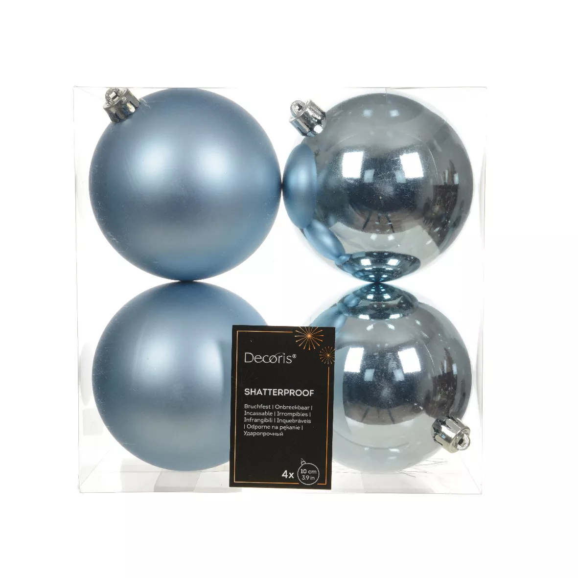 Set van 4 kerstballen (D100 mm) Alpine IJskleurig Blauw