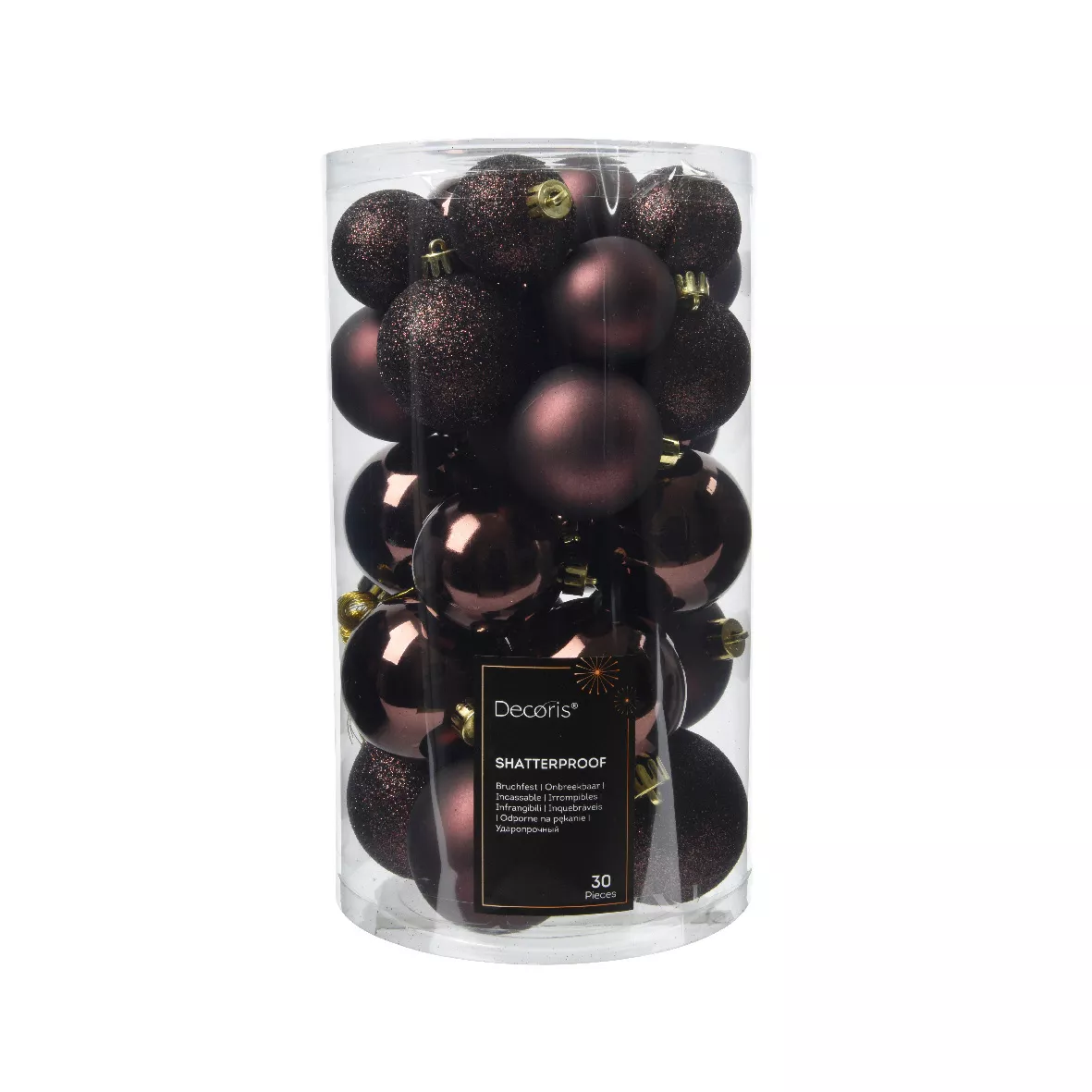 Lote de 30 bolas de Navidad surtidas Alpine Negro Trufado