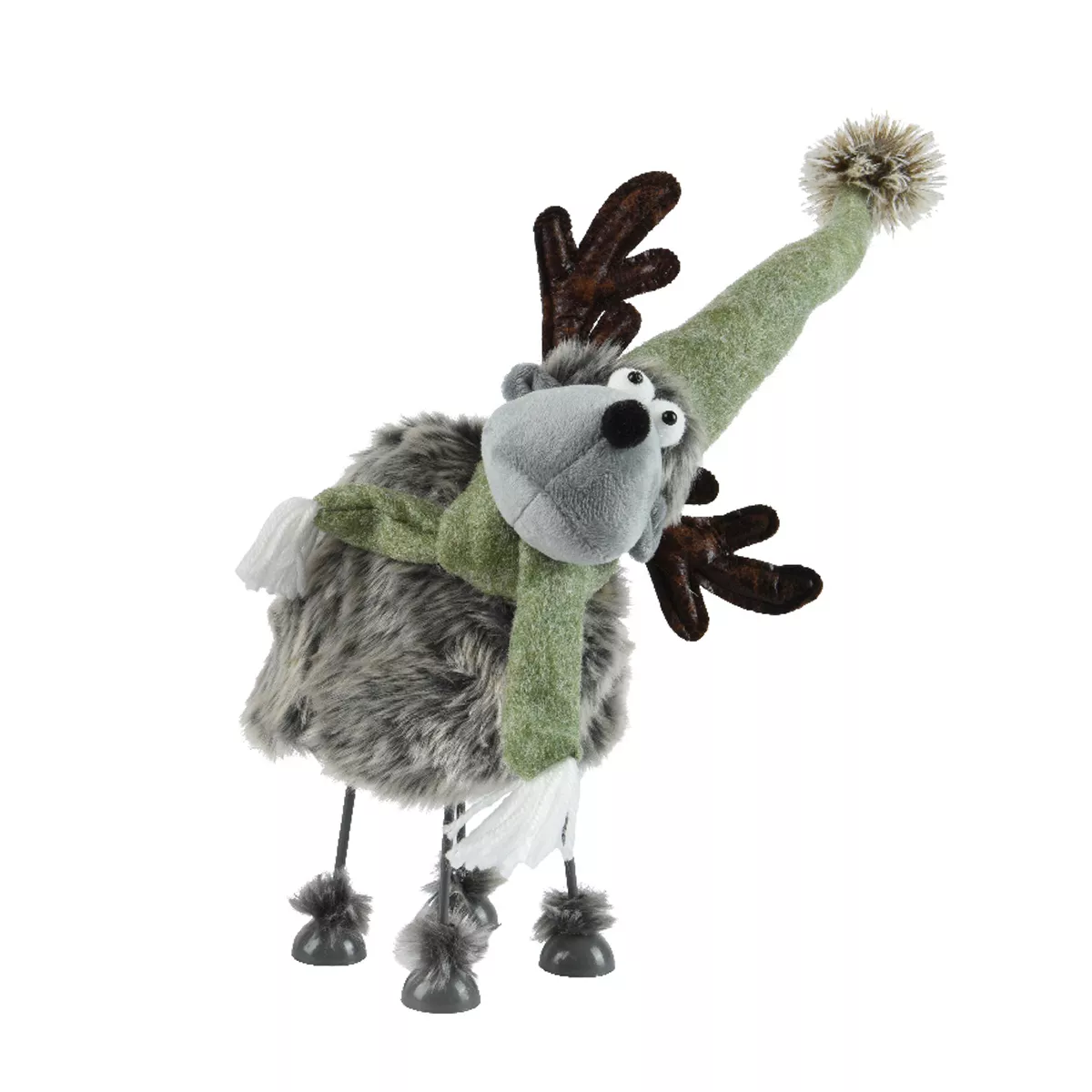 Renne de Noël déco (H40 cm) Quésaco Vert menthe blanche