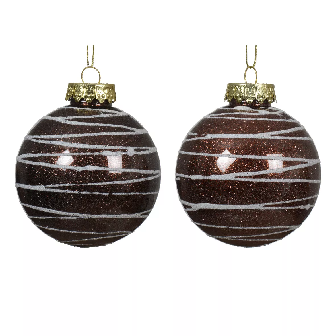 Set von 12 Weihnachtskugeln (D80 mm) Gourmandise Schokobraun