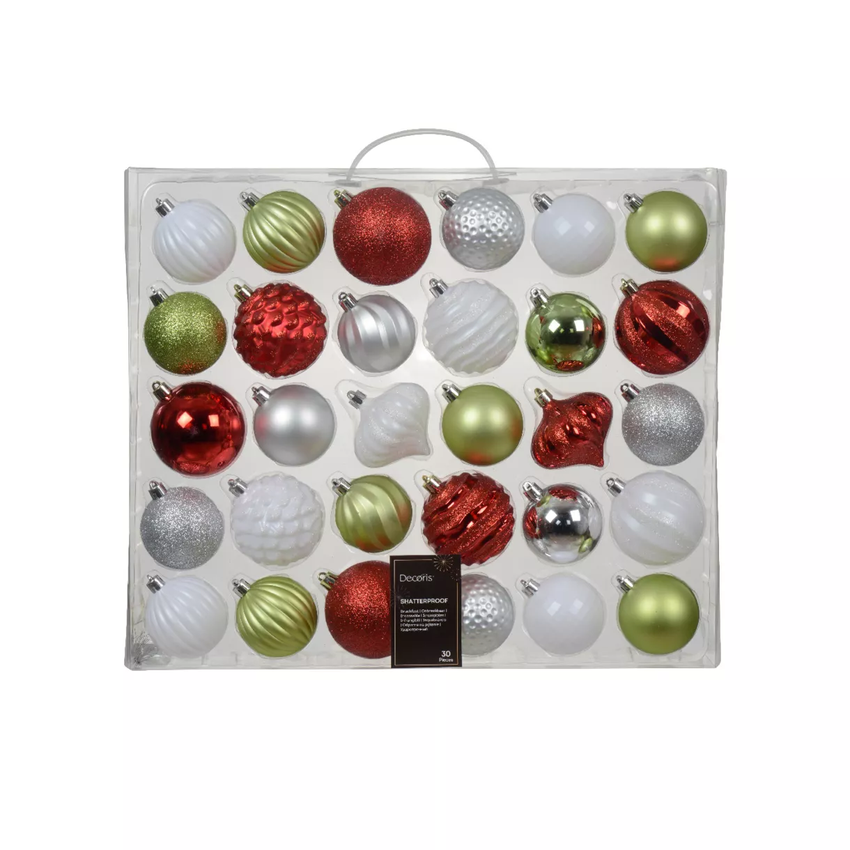 Lot de 30   Boule polystyrene dia7.00cm rouge/blanc