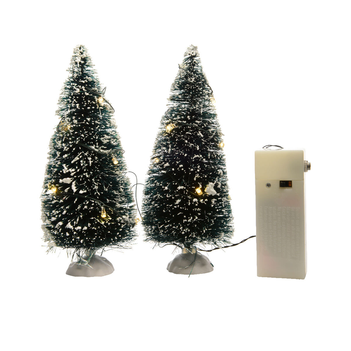 Lot de 2 sapins lumineux LED Blanc chaud (H15 cm) pour village