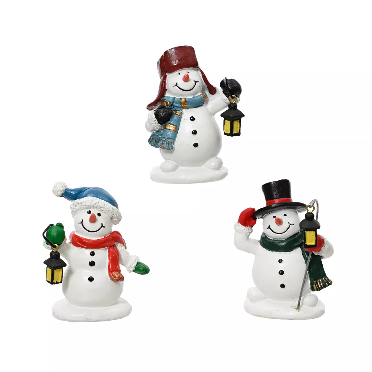 3er Set Schneemann (H6,5 cm) Joyeux fürs Weihnachtsdorf