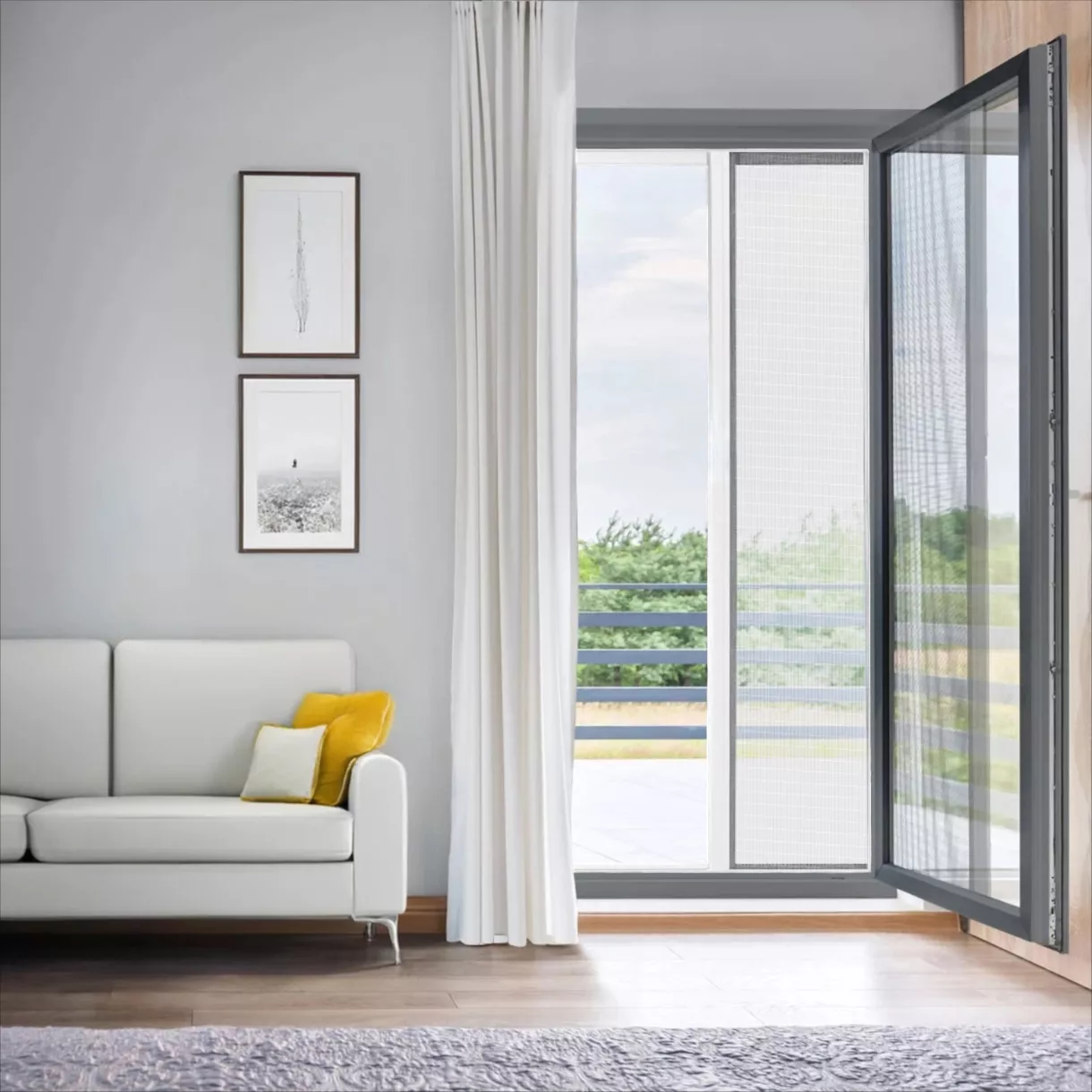 Mosquitara enrollable de puerta  (140 x 230 cm) Gris