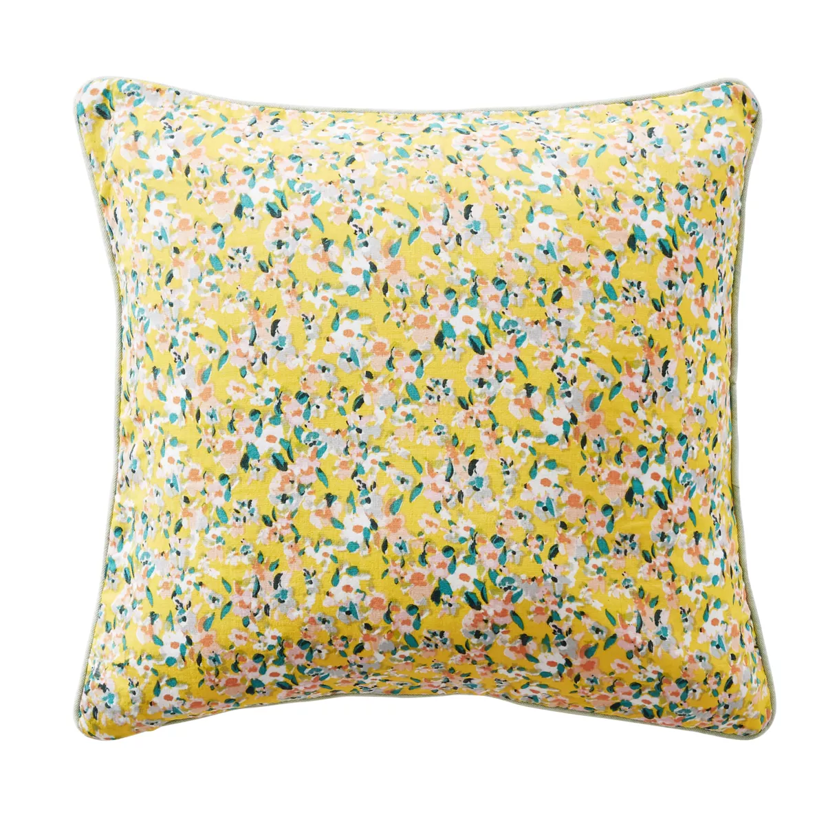 Coussin carré gaze de coton (45 x 45 cm) Abigaël Jaune