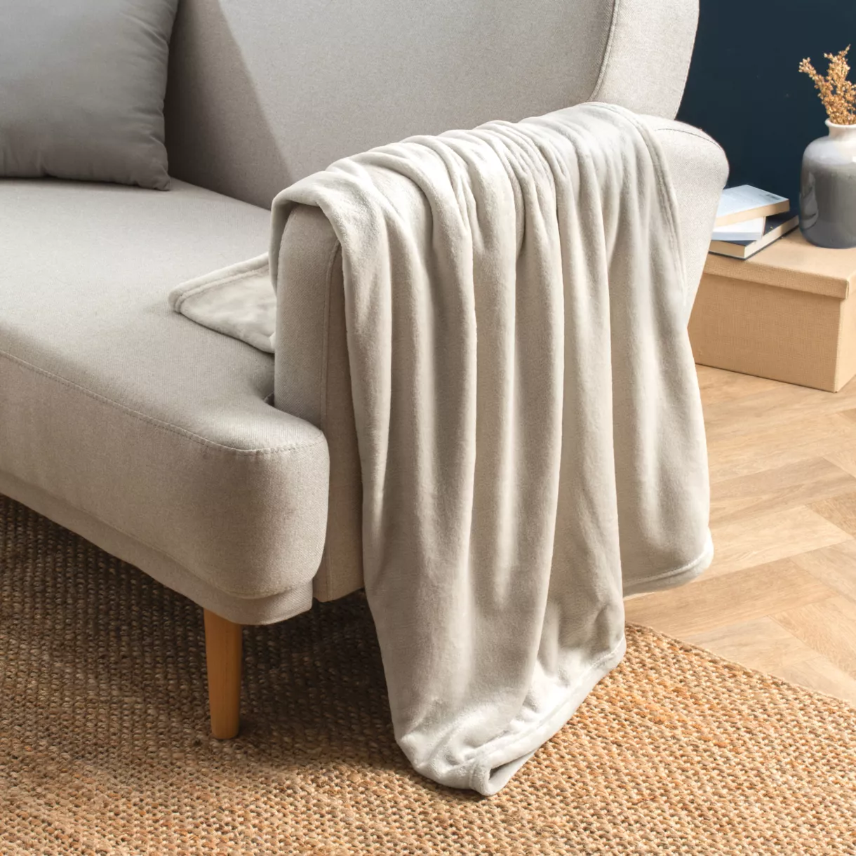 Manta suave en franela (125 x 150 cm) Didou Beige gris