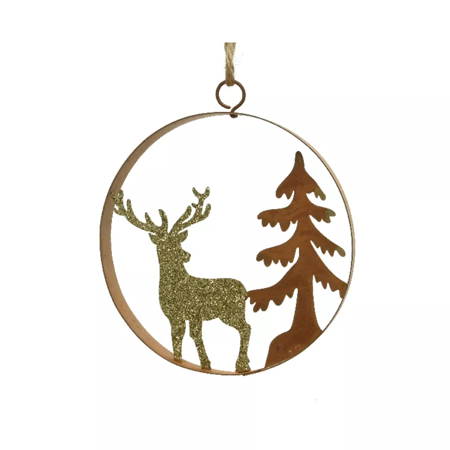 Suspensión de Navidad (D12 cm) Caribú de los bosques Oro brillante