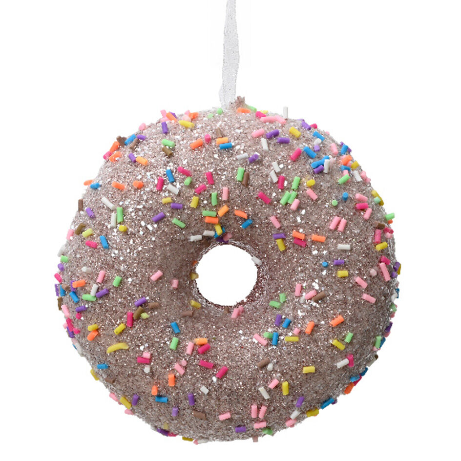 Weihnachtsdonut zum Aufhängen (D9 cm) Glitzerndes rosa Leckerbissen