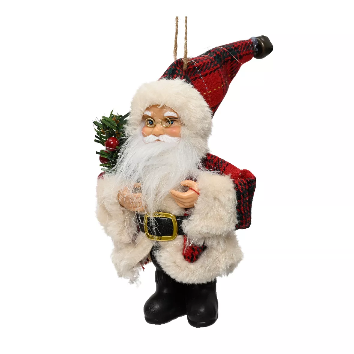 Papá Noel para colgar (H13 cm) Tradición tartán Escocés