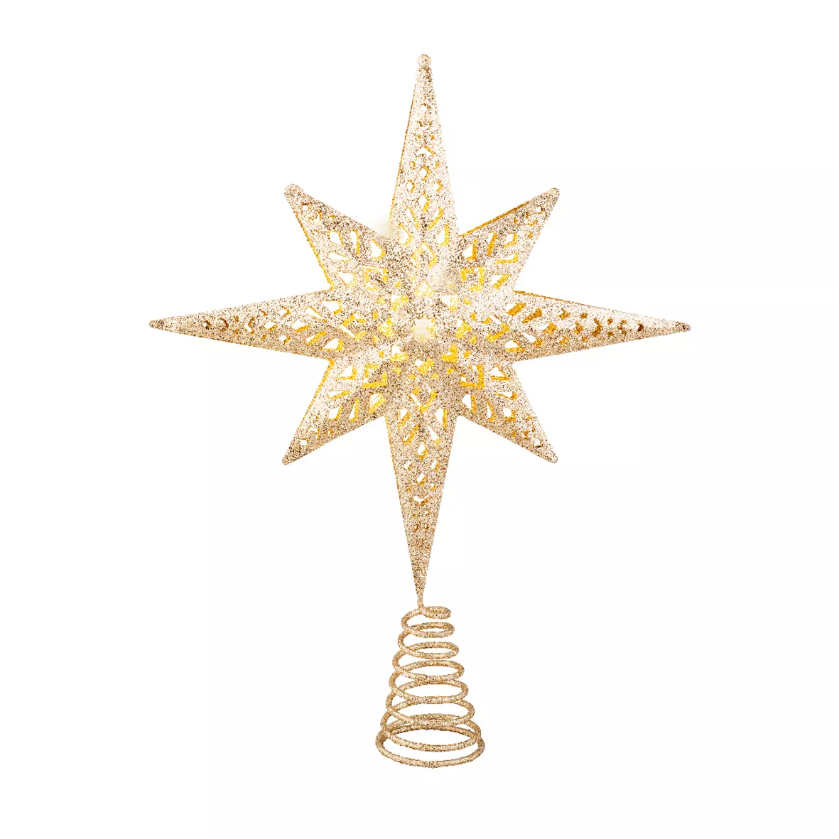 Cimier de sapin lumineux 10 LED Crystal Or/Blanc chaud