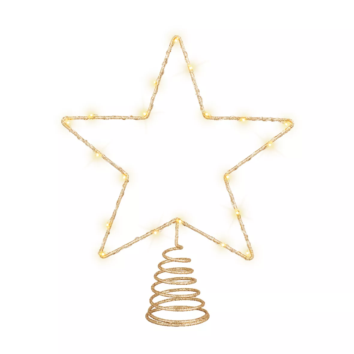 Lichtgevende Kerstboompiek 20 LED vallende ster goud/warm wit