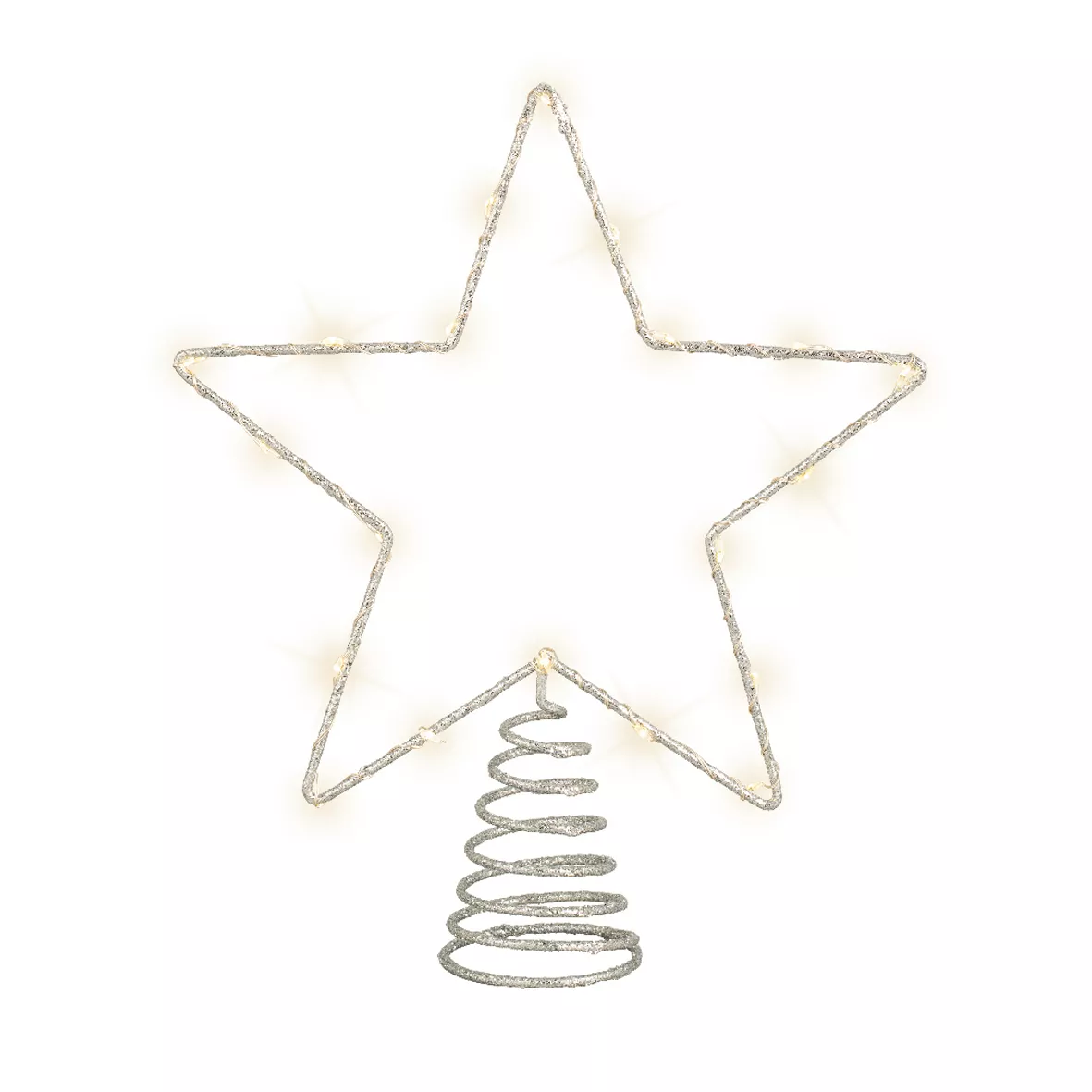 Cimier de sapin lumineux 20 LED Étoile filante Argent/Blanc chaud 