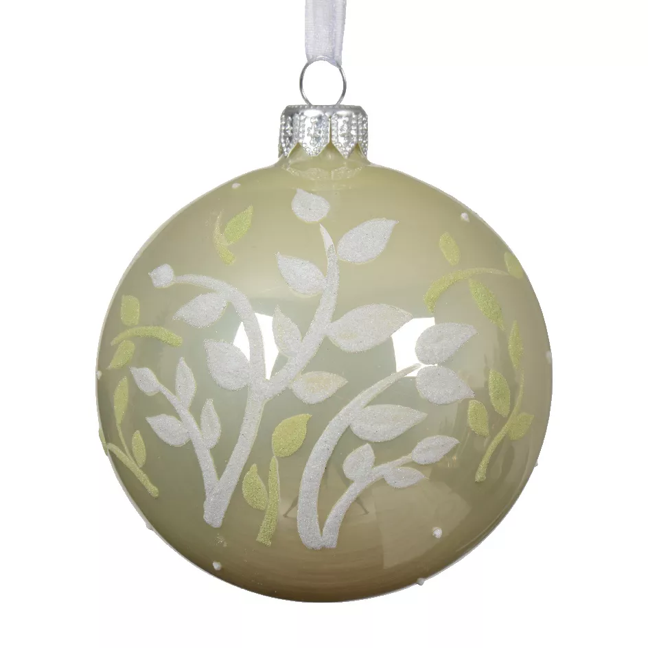 Lote de 6 bolas de Navidad de vidrio (D80 mm) Pureza Menta blanca