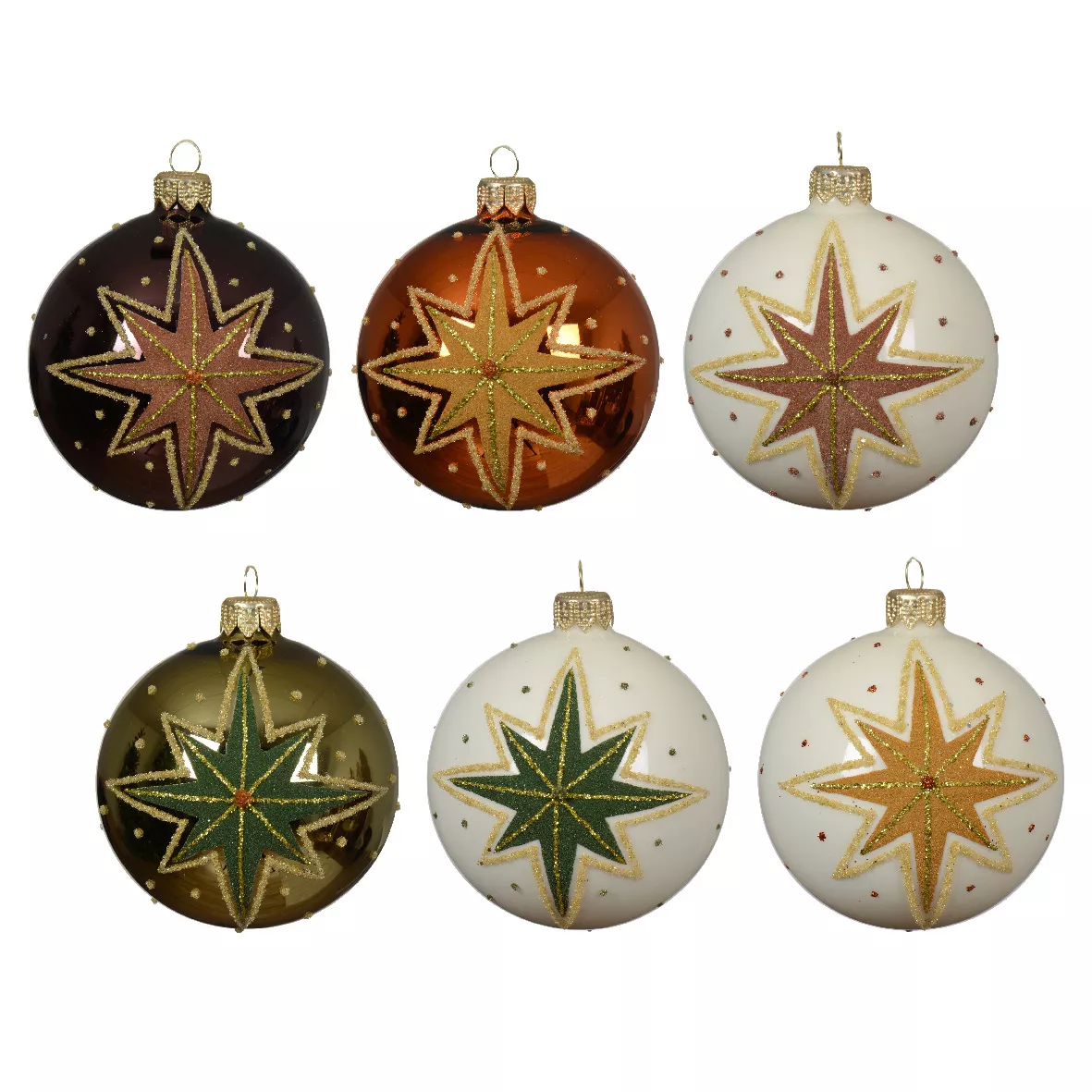 Set van 6 glazen kerstballen (D80 mm) Vallende Sterren Multicolor