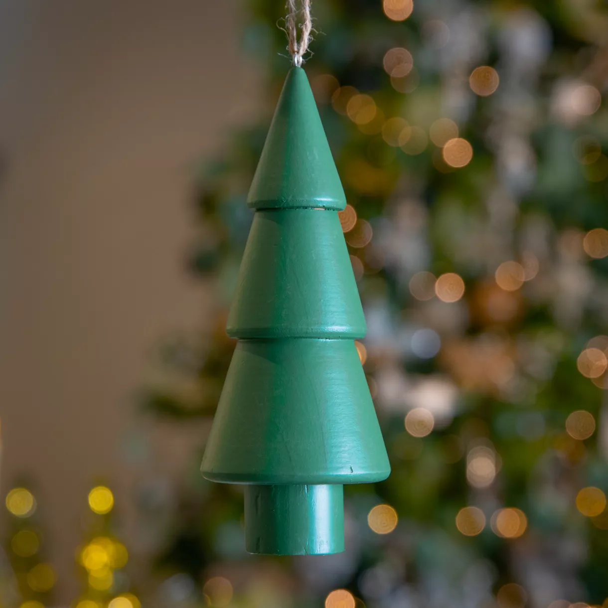Hangende houten kerstboom (H15 cm) Harmonie Rozemarijn Groen