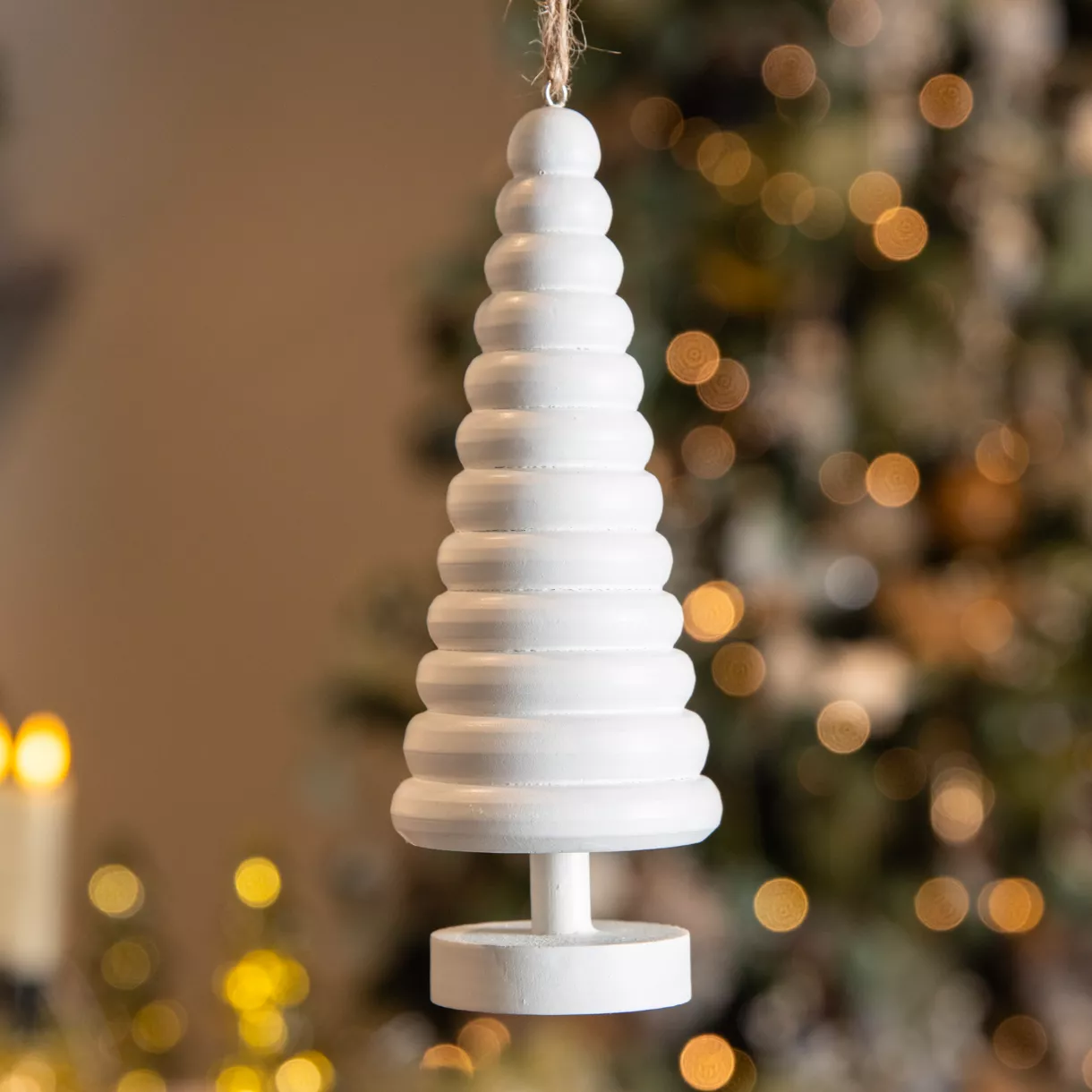 Sapin à suspendre en bois (H15 cm) Harmonie Blanc