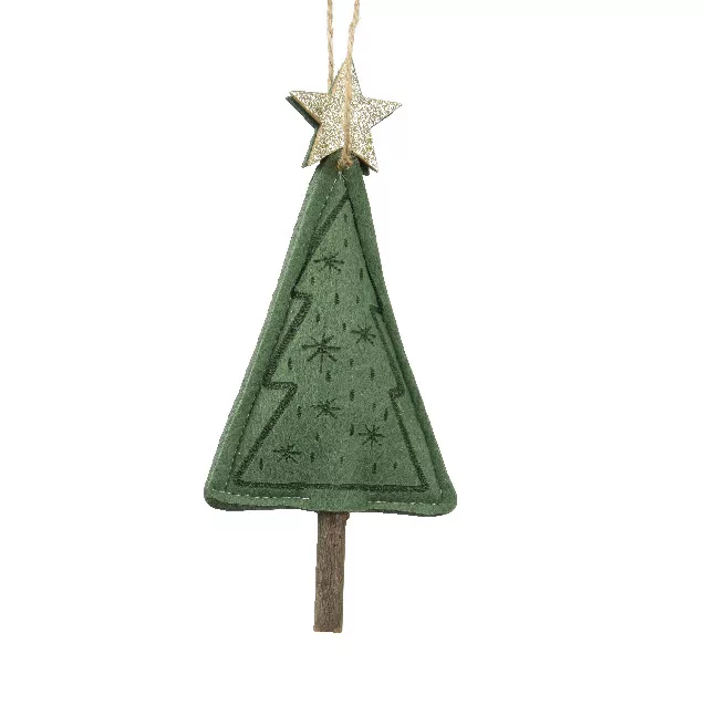 Sapin de Noël à suspendre (H14 cm) Étoile brillante Vert