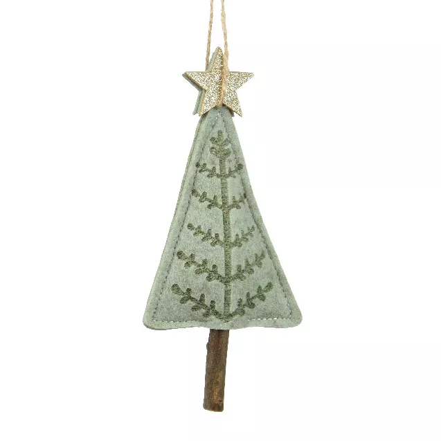Sapin de Noël à suspendre (H14 cm) Étoile éclatante Vert