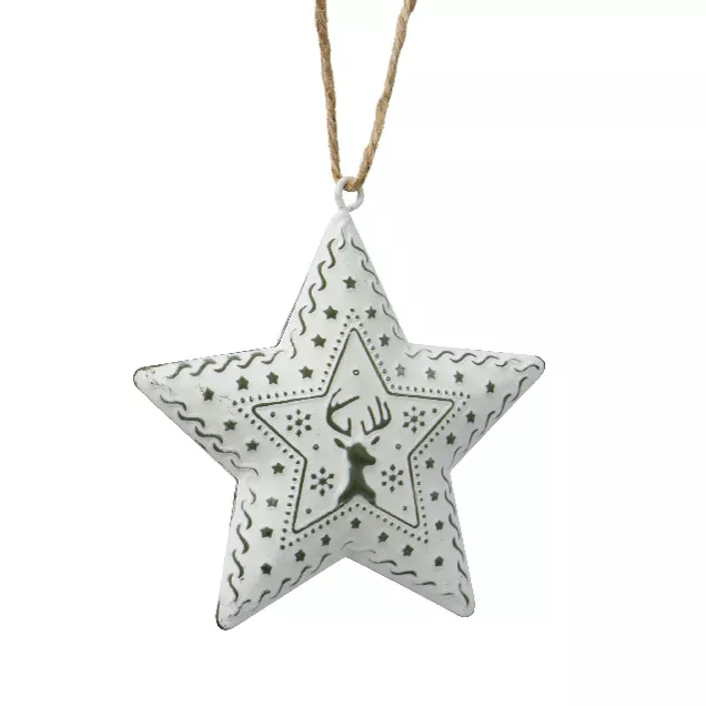 Estrella de metal para colgar (H9 cm) White Christmas