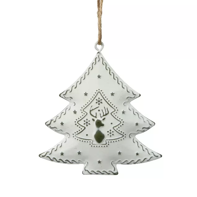 Árbol de metal para colgar (H9 cm) White Christmas