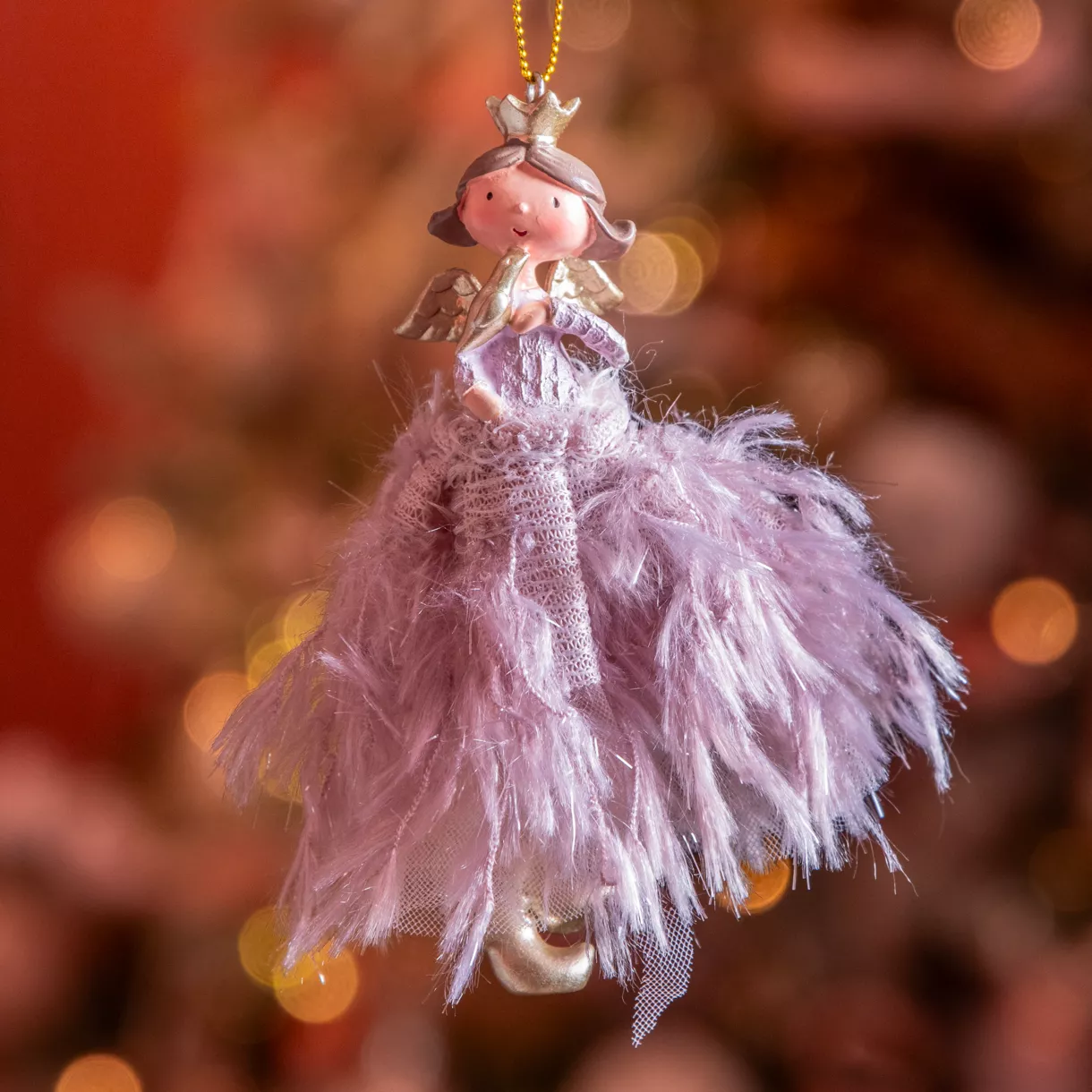 Prinses om op te hangen (H12 cm) Mooie roze engel