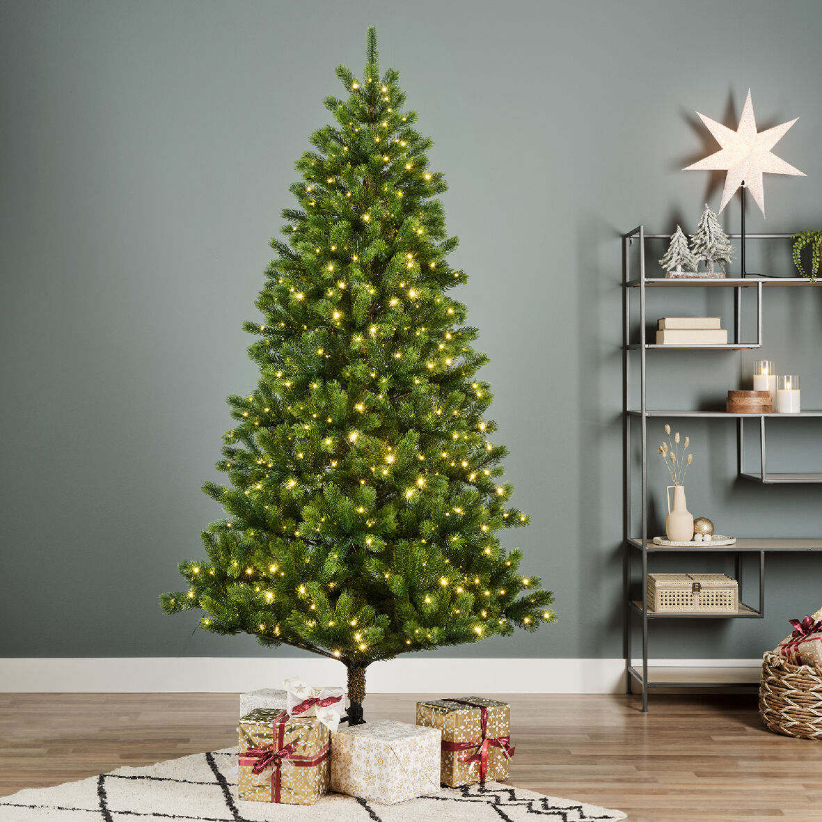 Albero di Natale artificiale luminoso esterno 700 LED H240 cm Ottawa Luxe Verde abete