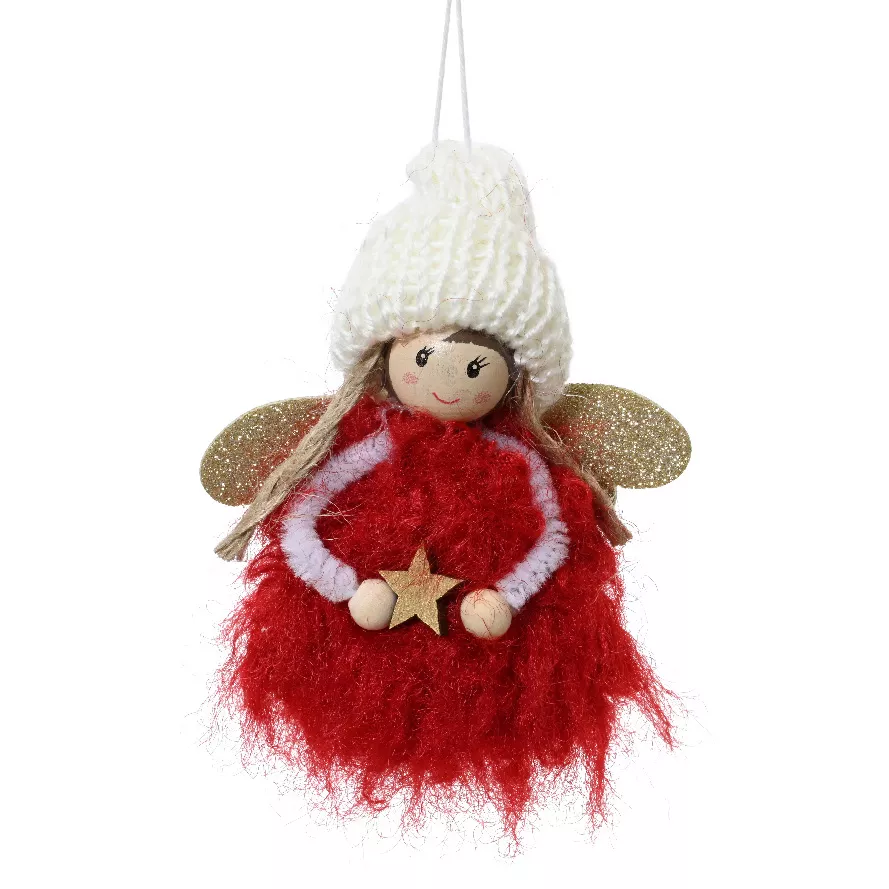 Hada de Navidad para colgar (H9 cm) Princesa Roja
