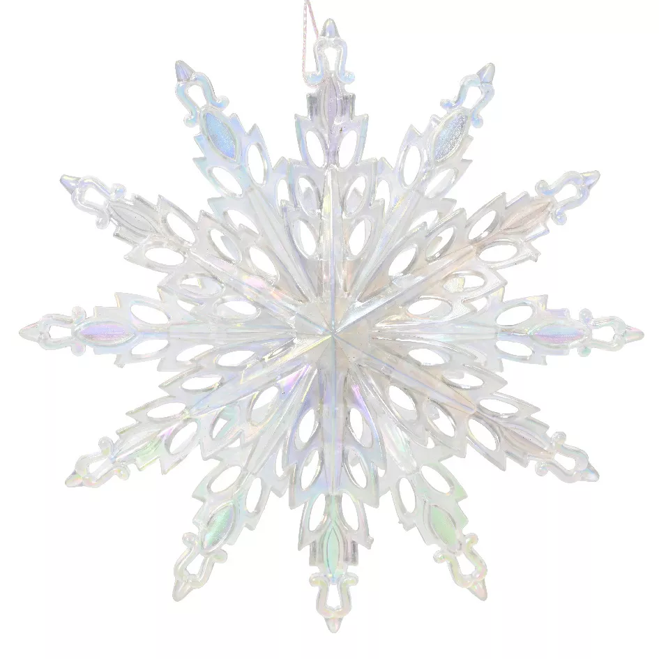 Copo de nieve para colgar (D14 cm) Hielo Transparente iridiscente