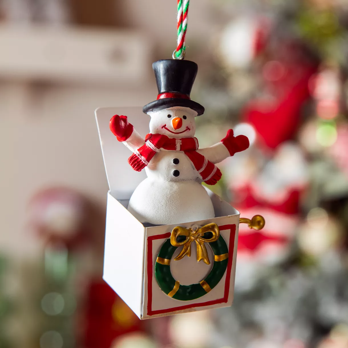 Muñeco de nieve para colgar (H9 cm) Caja de música Blanco