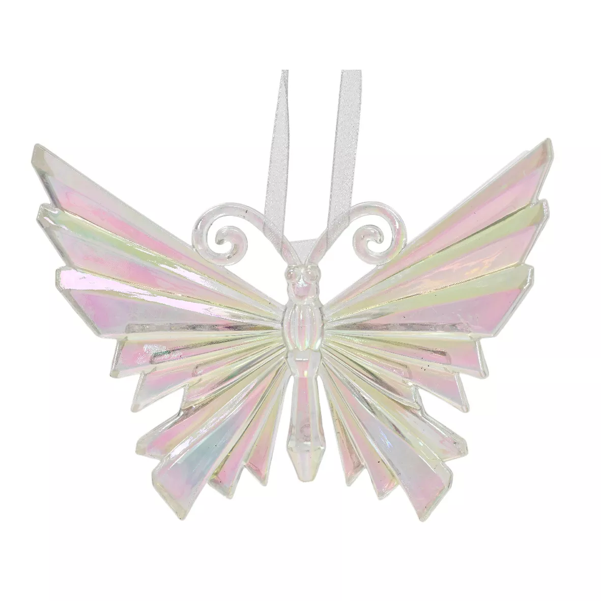 Mariposa de Navidad para colgar (H11 cm) Hielo transparente iridiscente