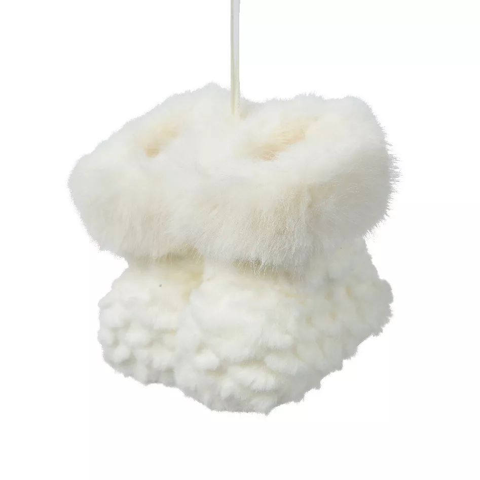 Paar hanglaarzen (H10 cm) Cosy Wit Bont