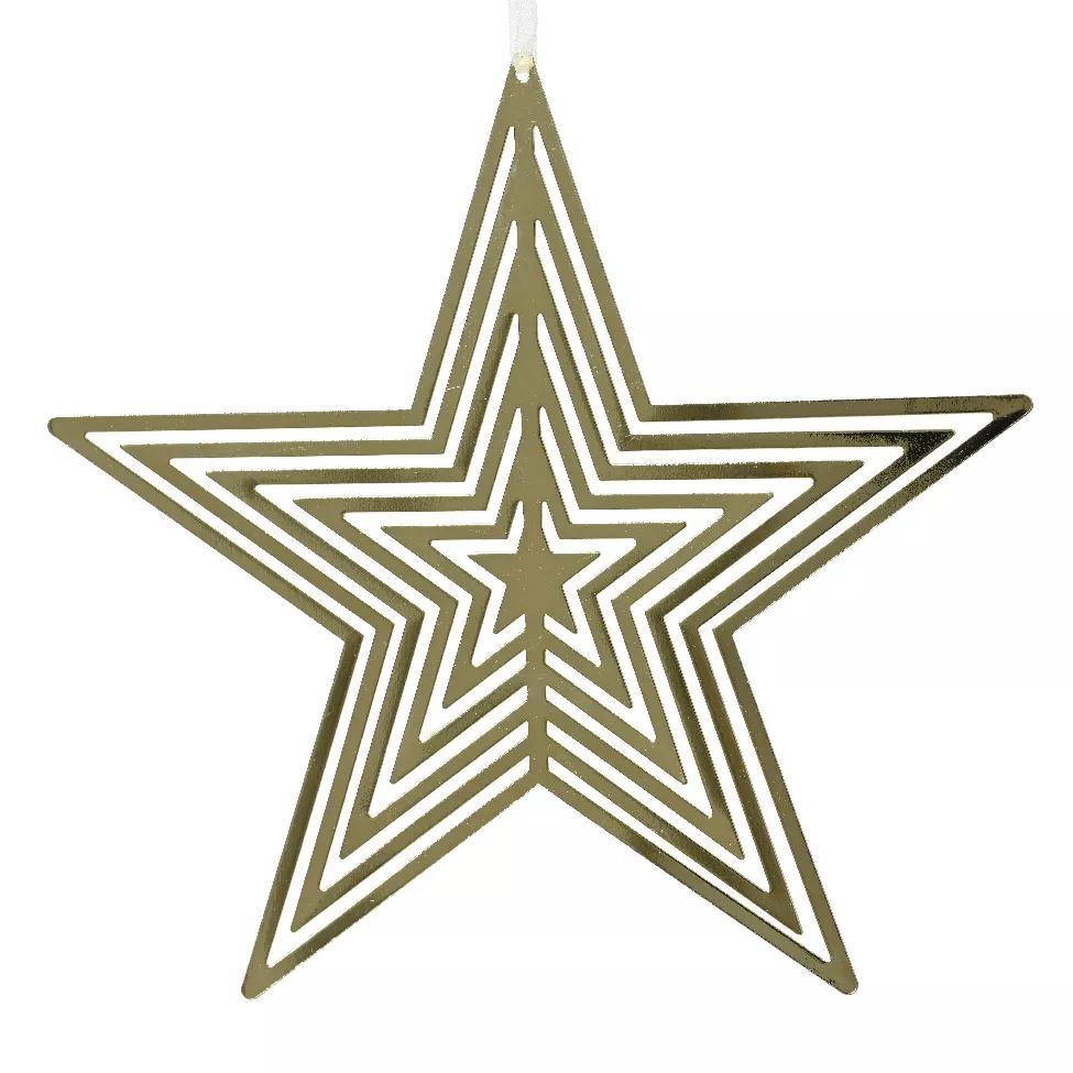 Estrella de Navidad para colgar metal (D10 cm) Santa-Luce Oro