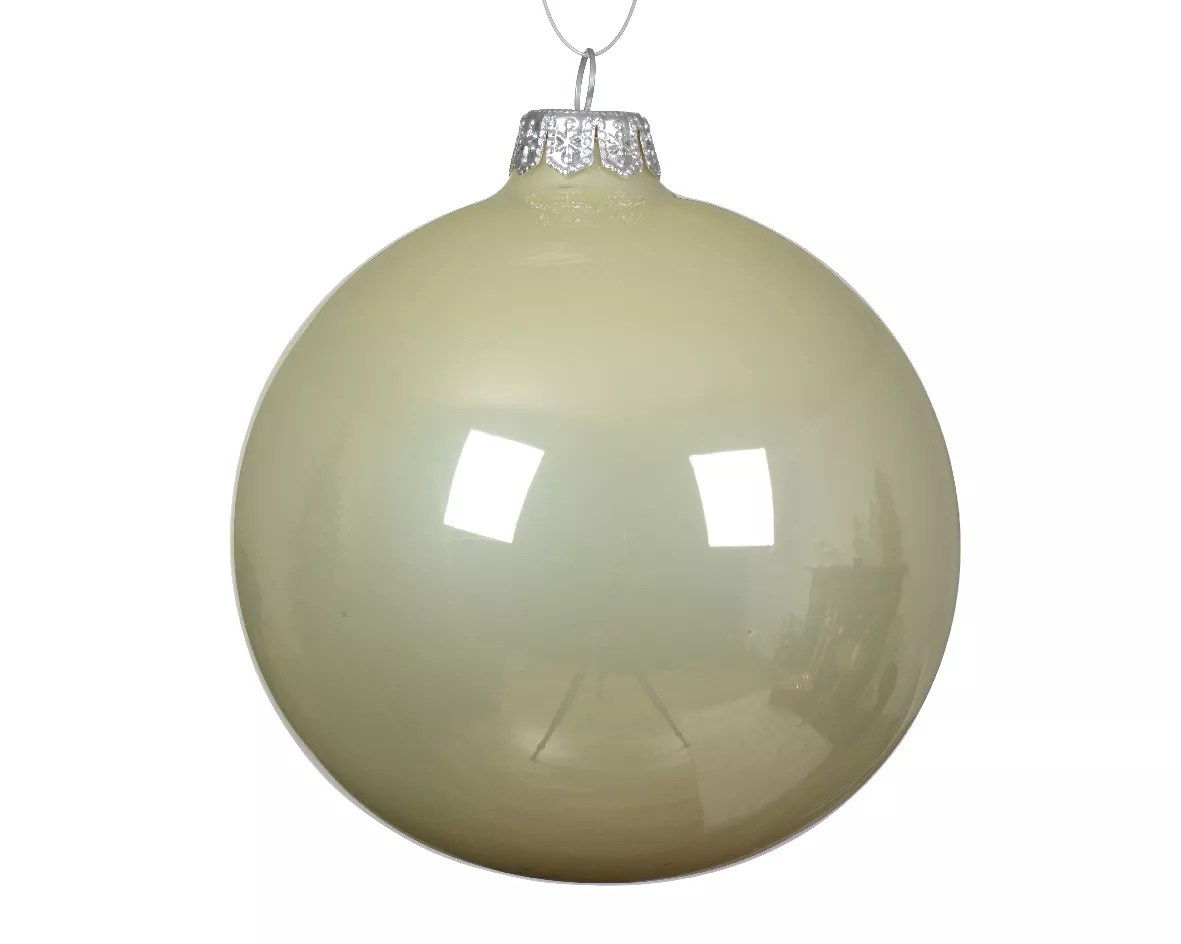 Lote de 4 bolas de Navidad de vidrio (D100 mm) Ártico brillante Menta blanca